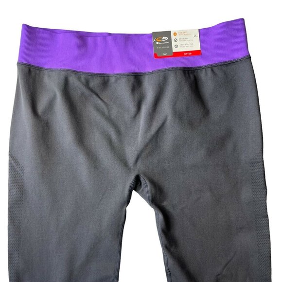Champion C9 Womens XL Capri Leggings Purple Gray Yoga Pants Premium Duo Dry New - Picture 3 of 12